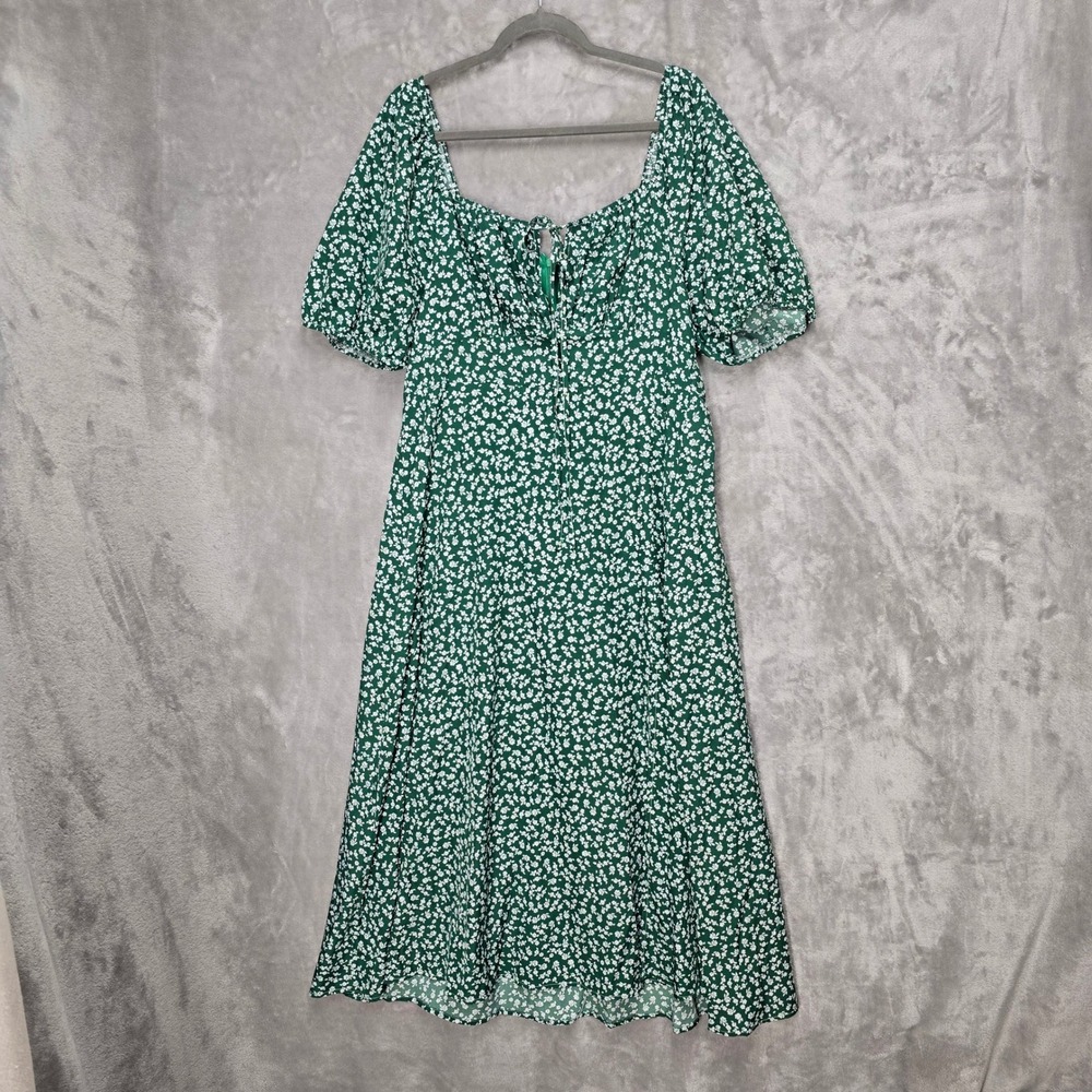 Finjani Women 3XL Ditsy Floral Puff Sleeve Square Neck Maxi Dress Prairie Boho